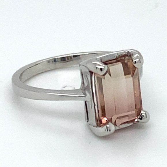 Bi Color Tourmaline 3.42ct Solid 14K White Gold Ring - Picture 4 of 6